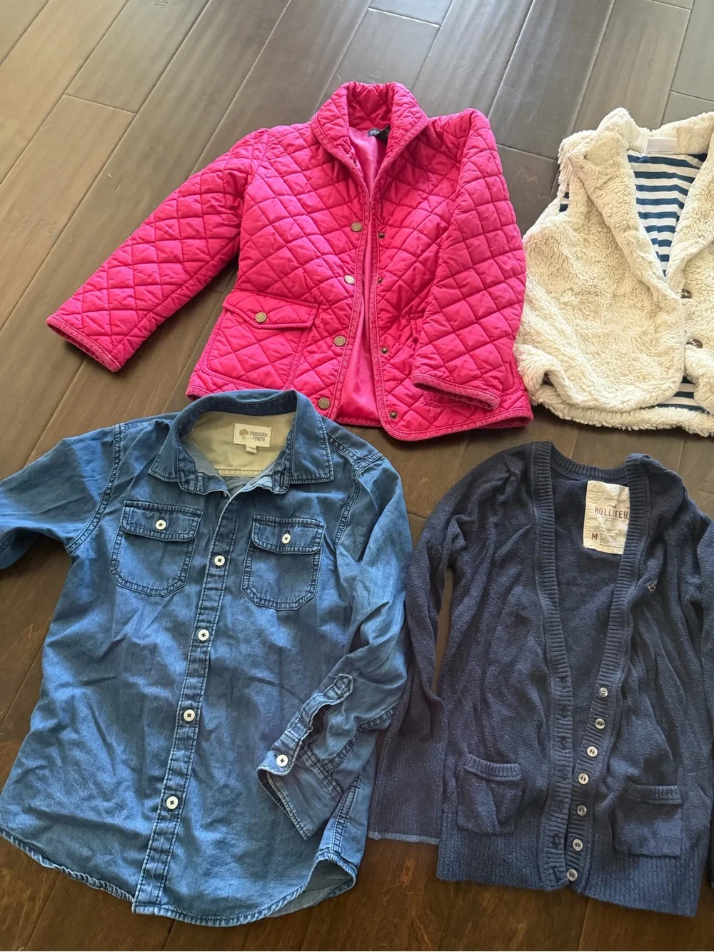 Ralph Lauren Hot Pink Quilted Kids Jacket and cardigan,vests bundle 6x-7